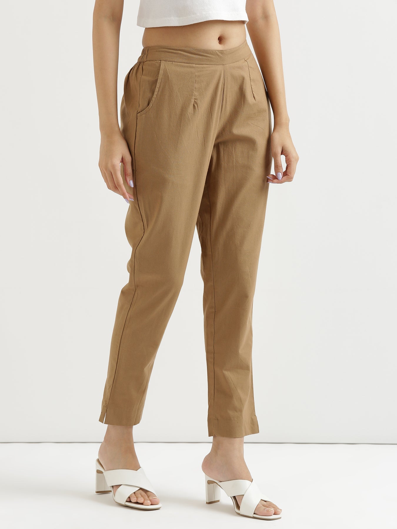Vedora Classic: Coffee Brown Cotton Pants for Every Occasion