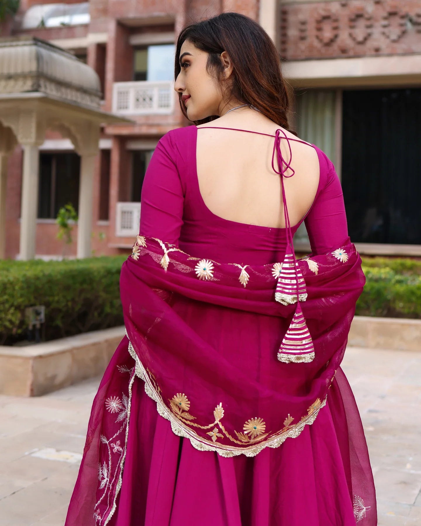 Aabha Purple Cotton GotaPatti Suit Set