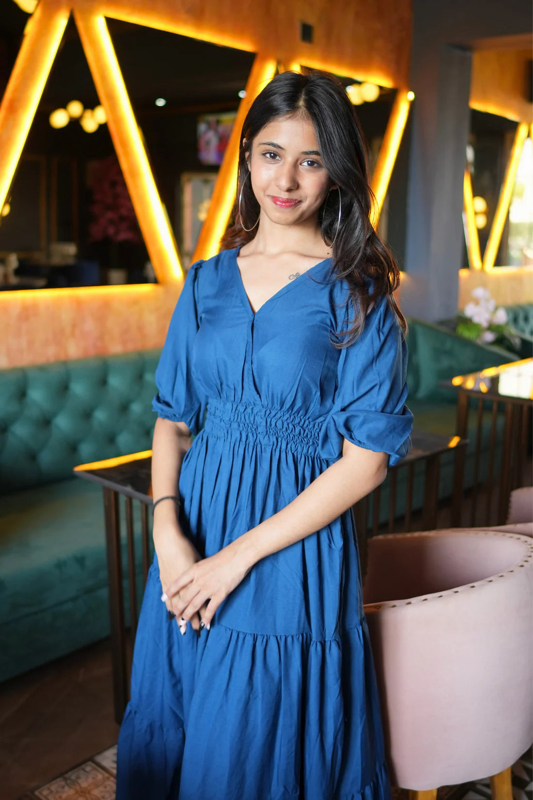 Rayon Smocked Tier Maxi Dress