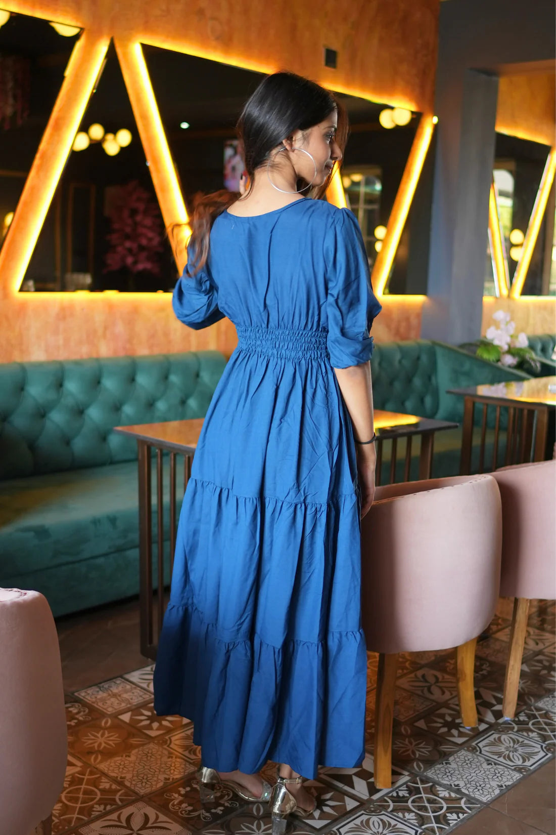 Rayon Smocked Tier Maxi Dress