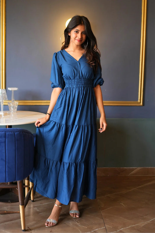 Rayon Smocked Tier Maxi Dress