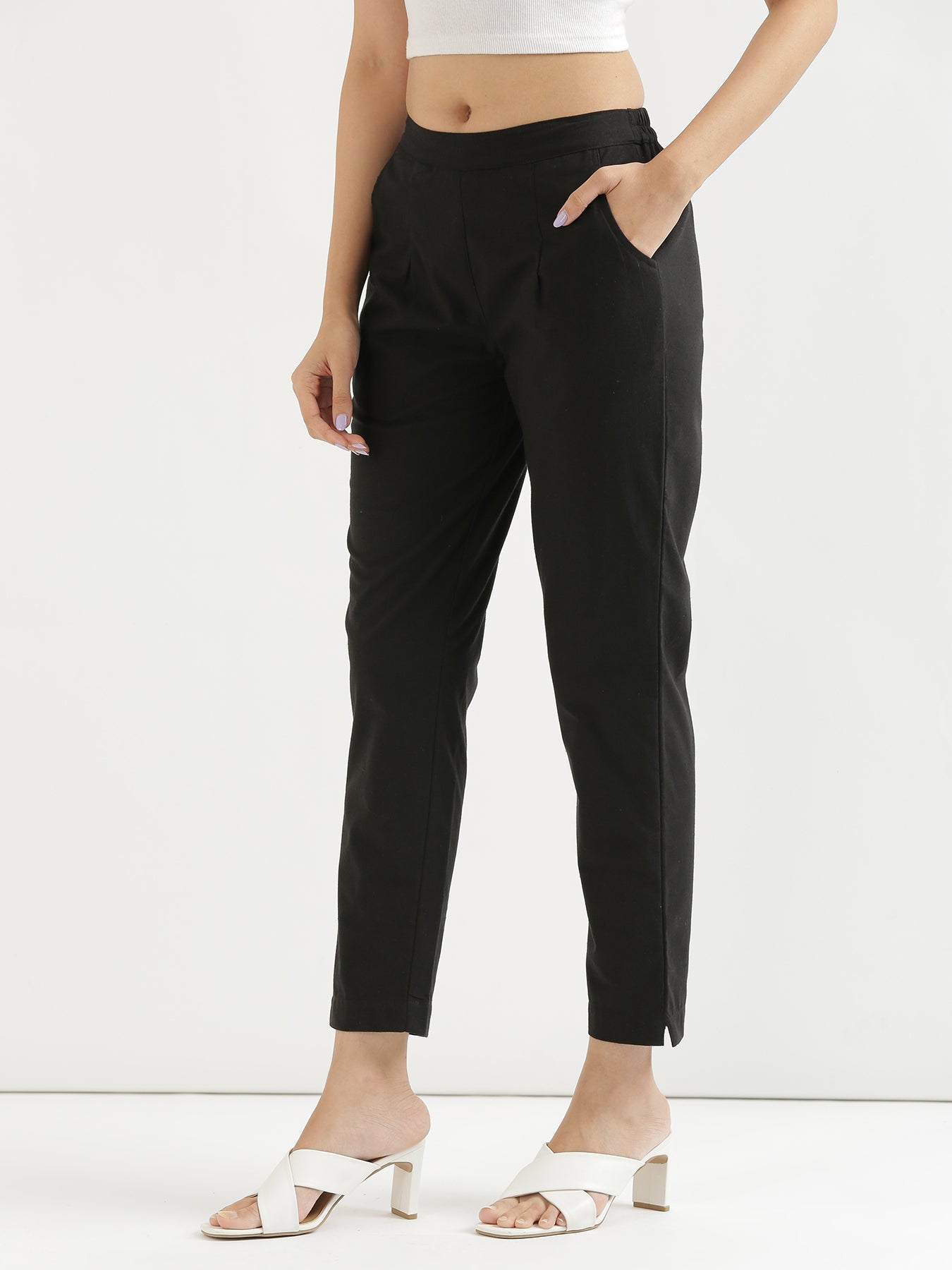 Vedora Essential: Versatile Cotton Black Pants for Every Occasion