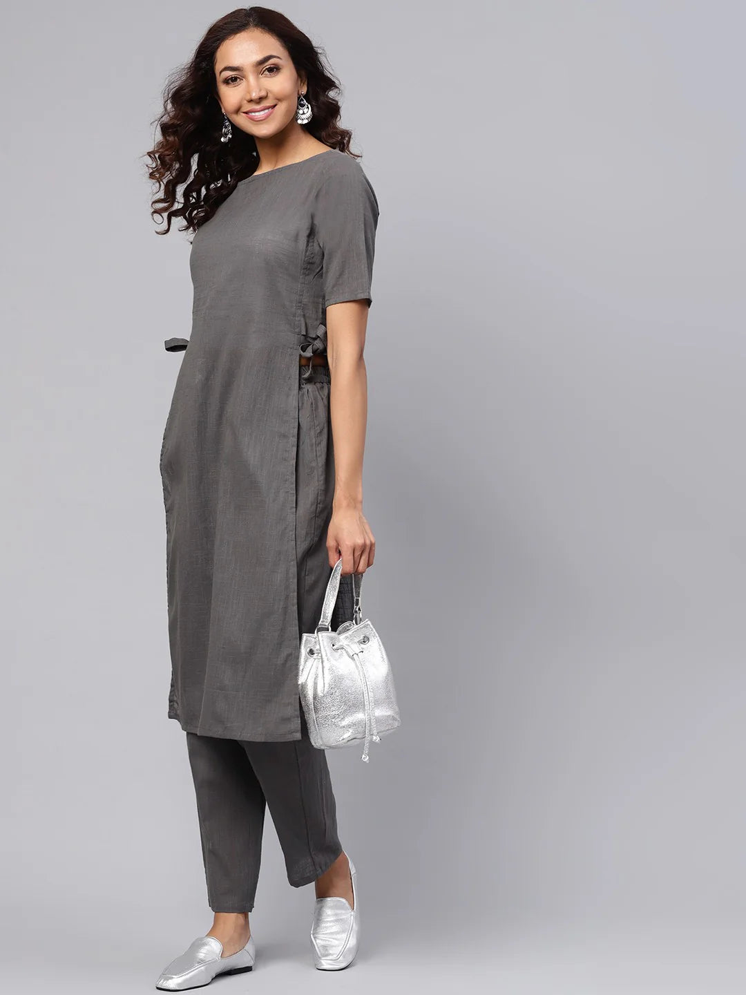 "Adira" - Elegant Cotton Flex Straight Kurta & Pants Set