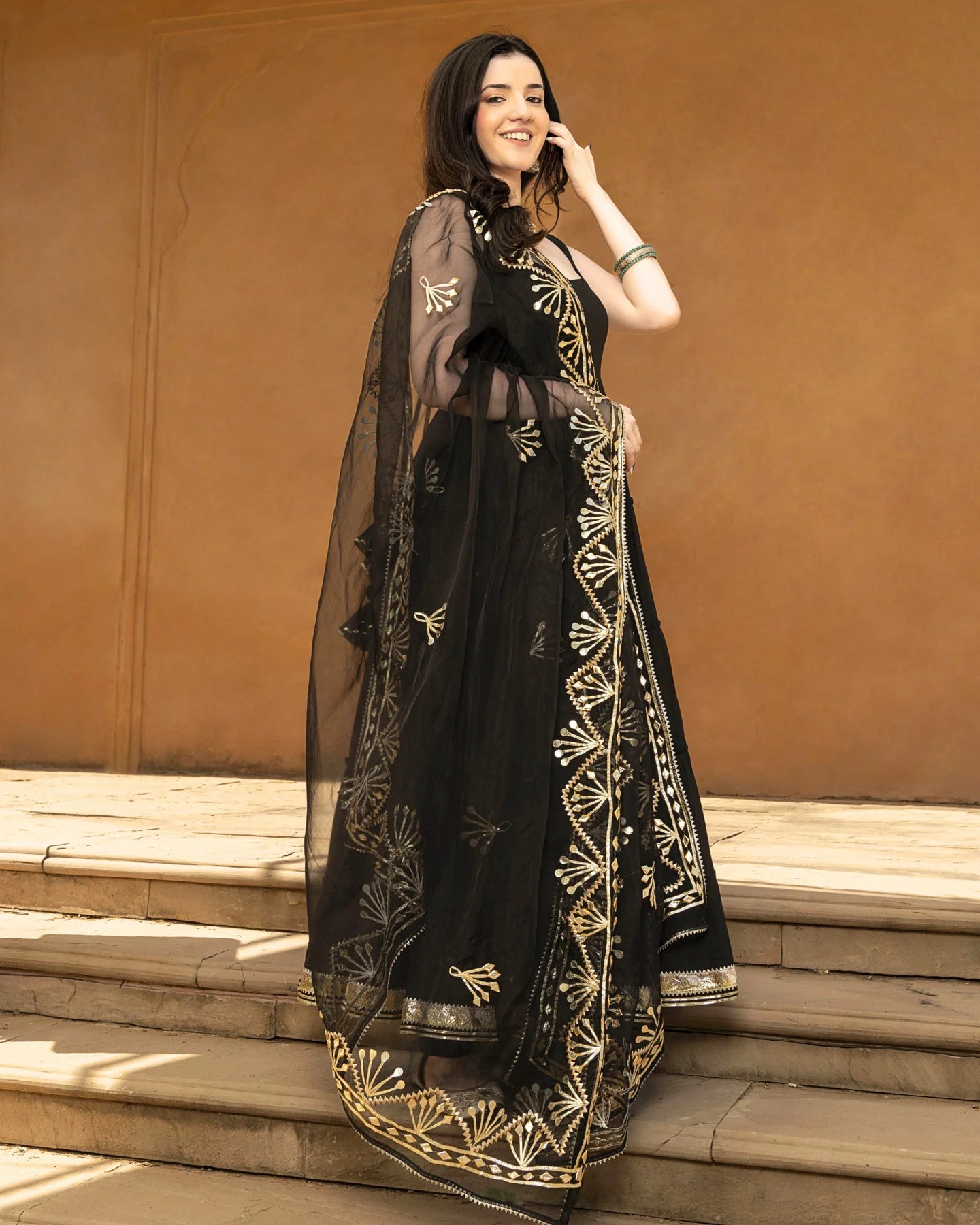 Nayantara Black Cotton GotaPatti Suit Set