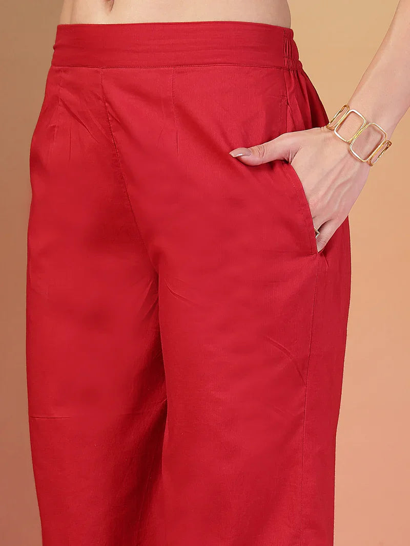 "Aarvi" - Charming Schiffli Embroidery Cotton Kurta & Pants Set