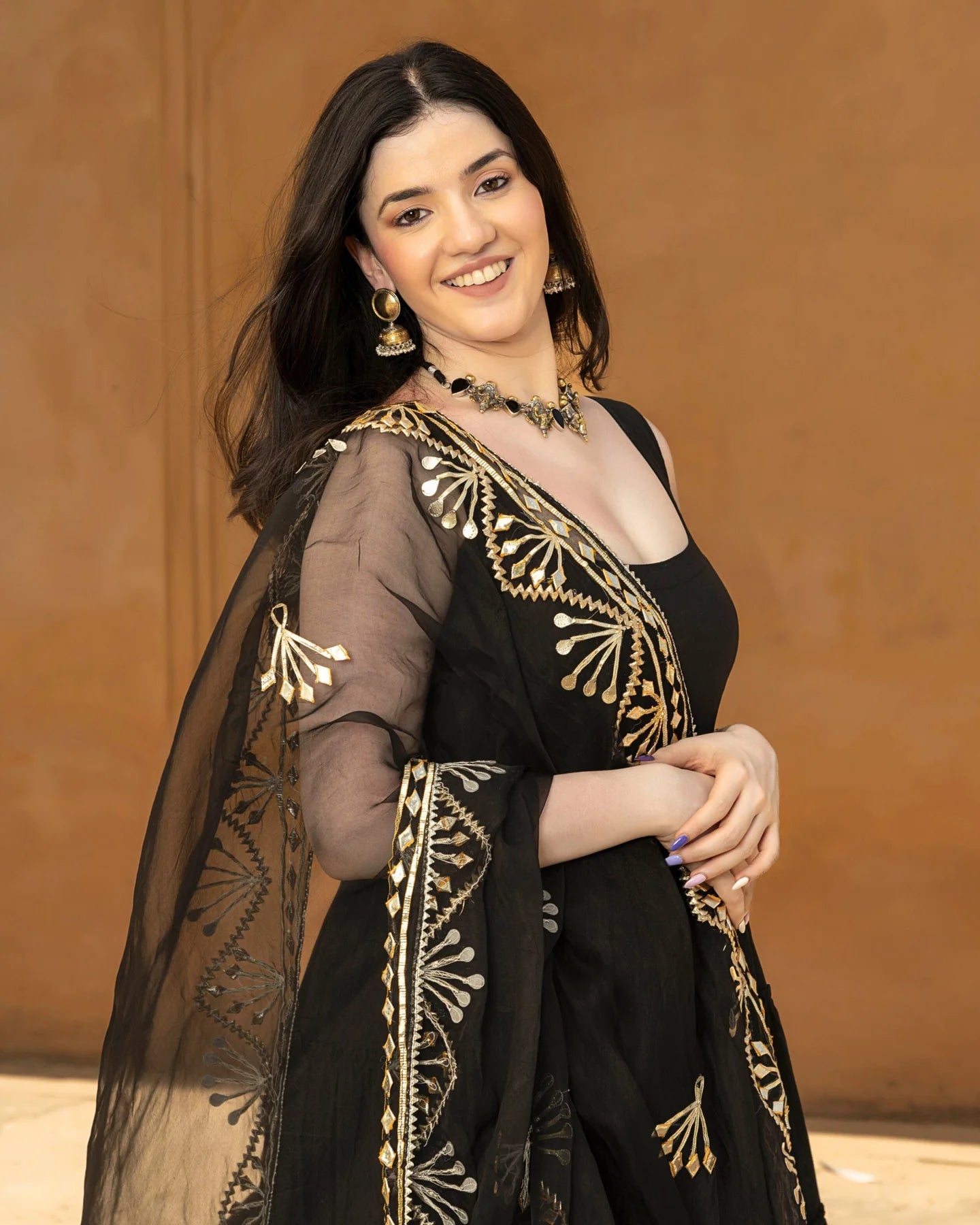 Nayantara Black Cotton GotaPatti Suit Set