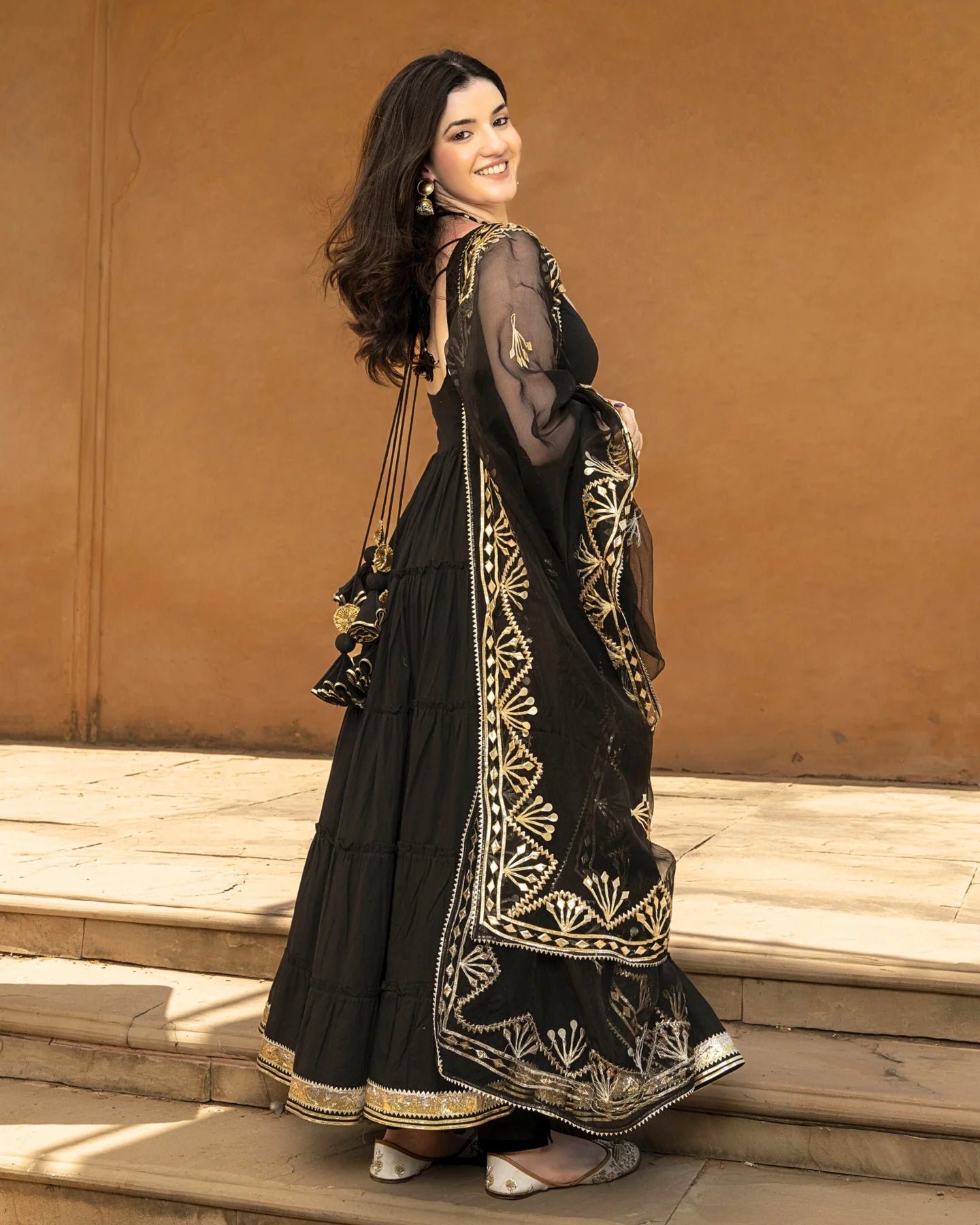 Nayantara Black Cotton GotaPatti Suit Set