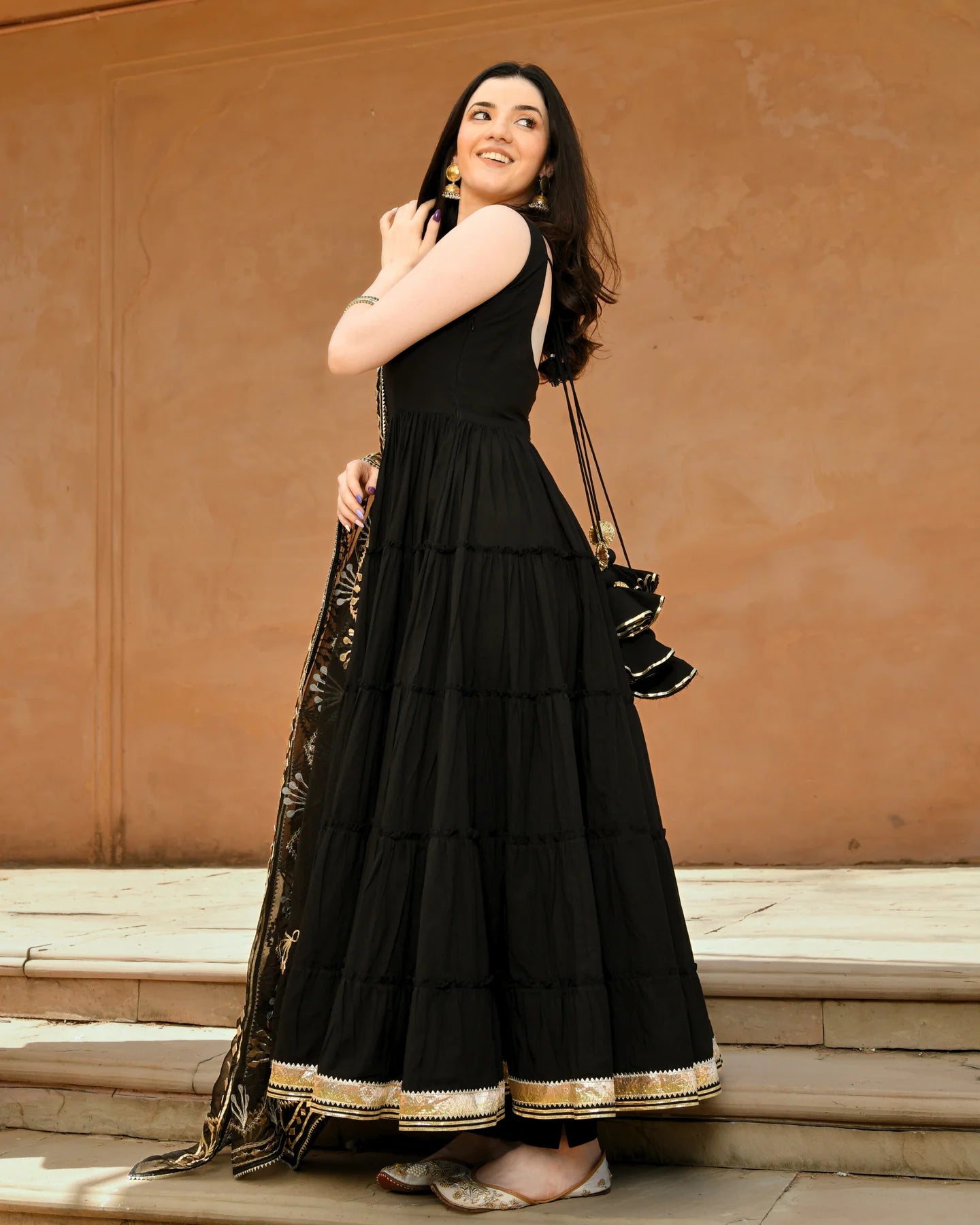 Nayantara Black Cotton GotaPatti Suit Set