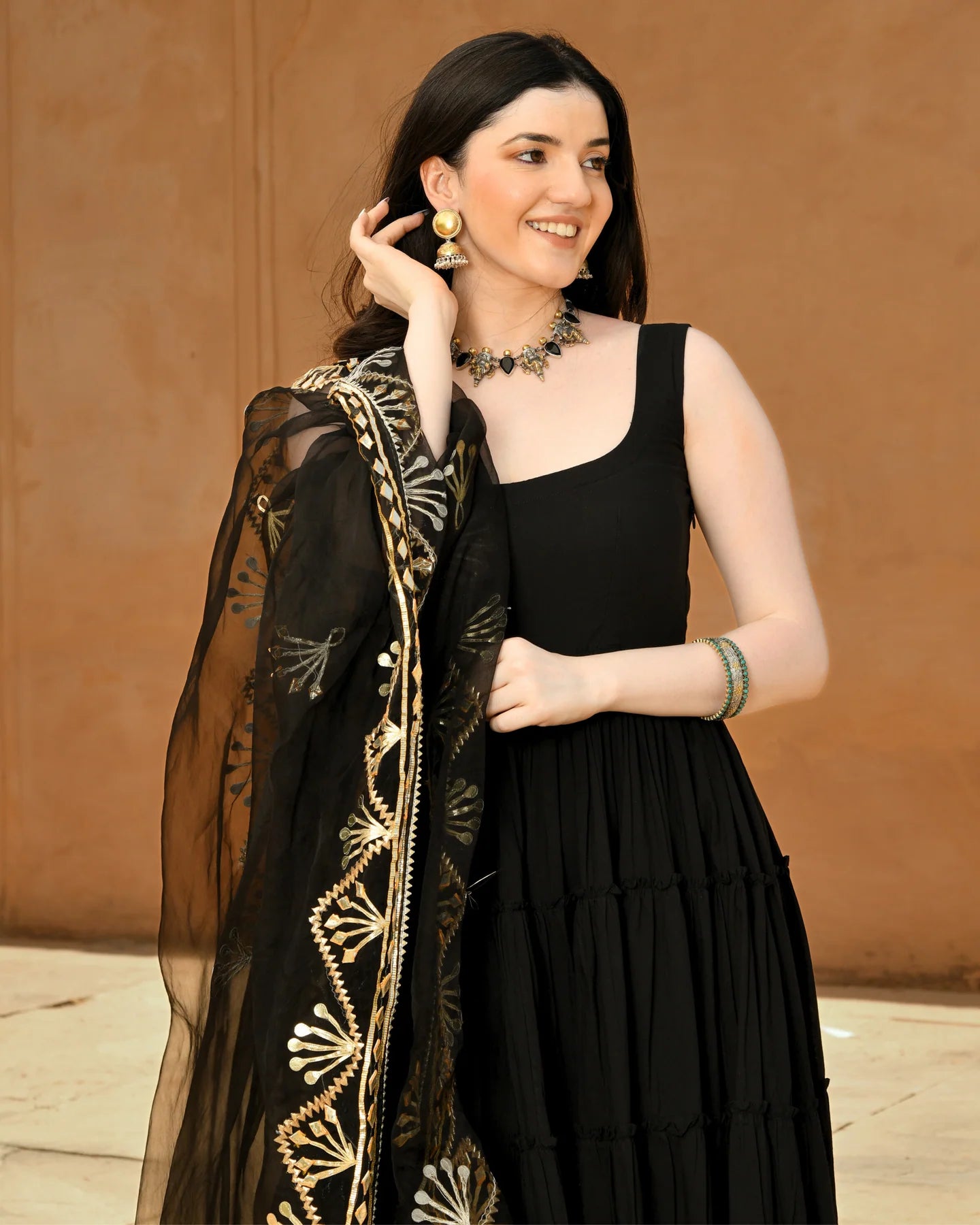 Nayantara Black Cotton GotaPatti Suit Set