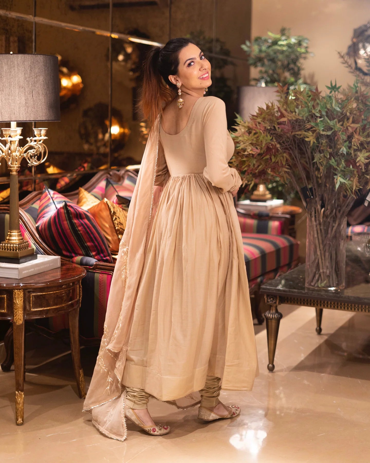 Aarunya Beige Cotton GotaPatti Suit Set