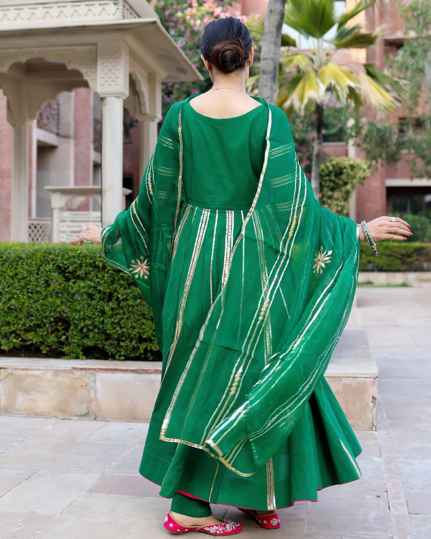 Vasudha Green Cotton Gota Patti Suit Set