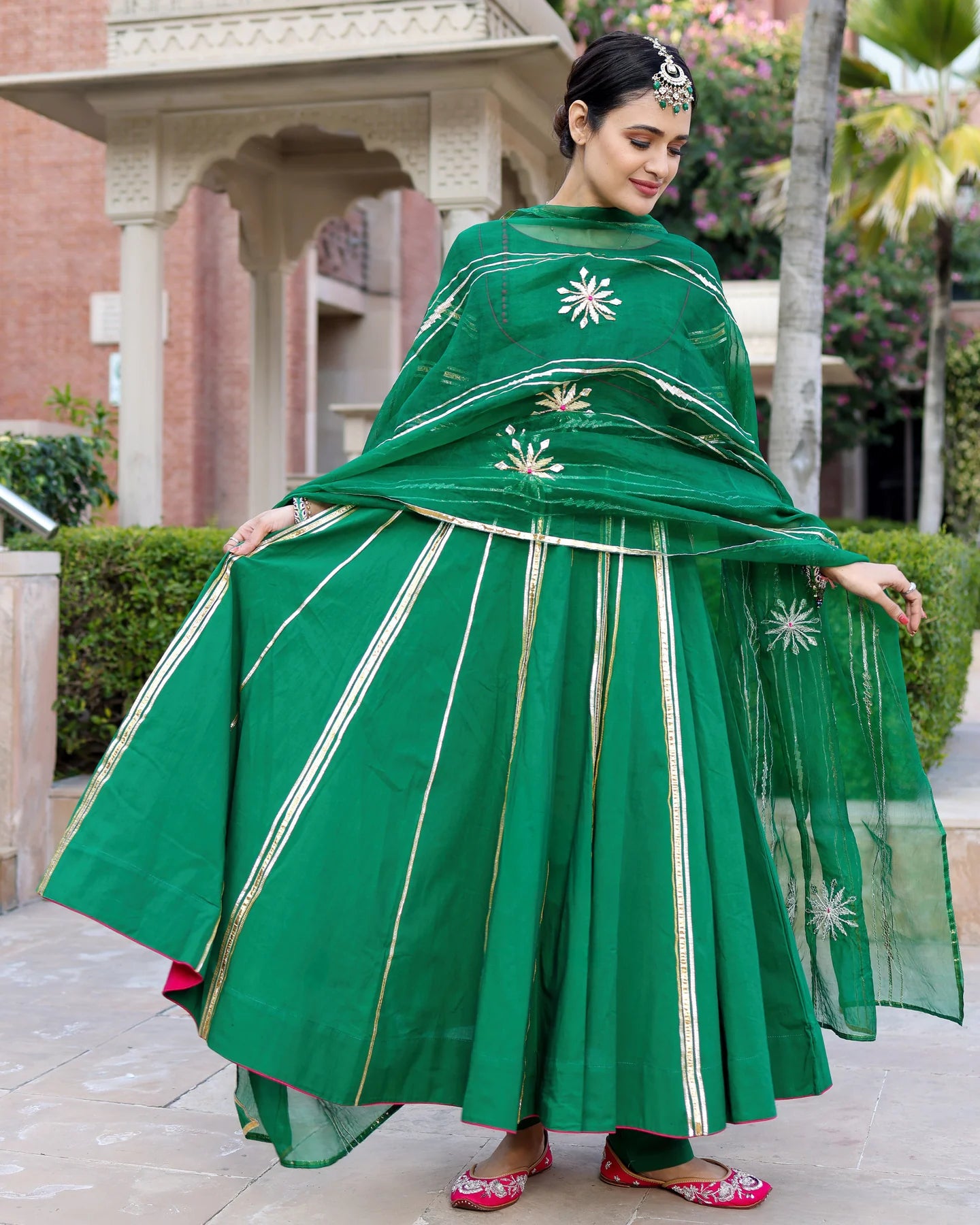 Vasudha Green Cotton Gota Patti Suit Set