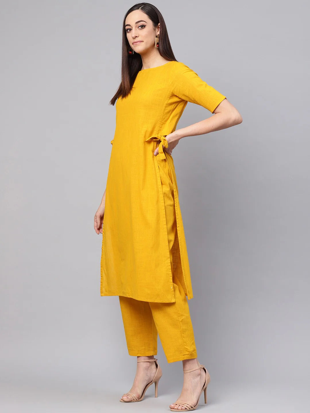 "Adira" - Elegant Cotton Flex Straight Kurta & Pants Set