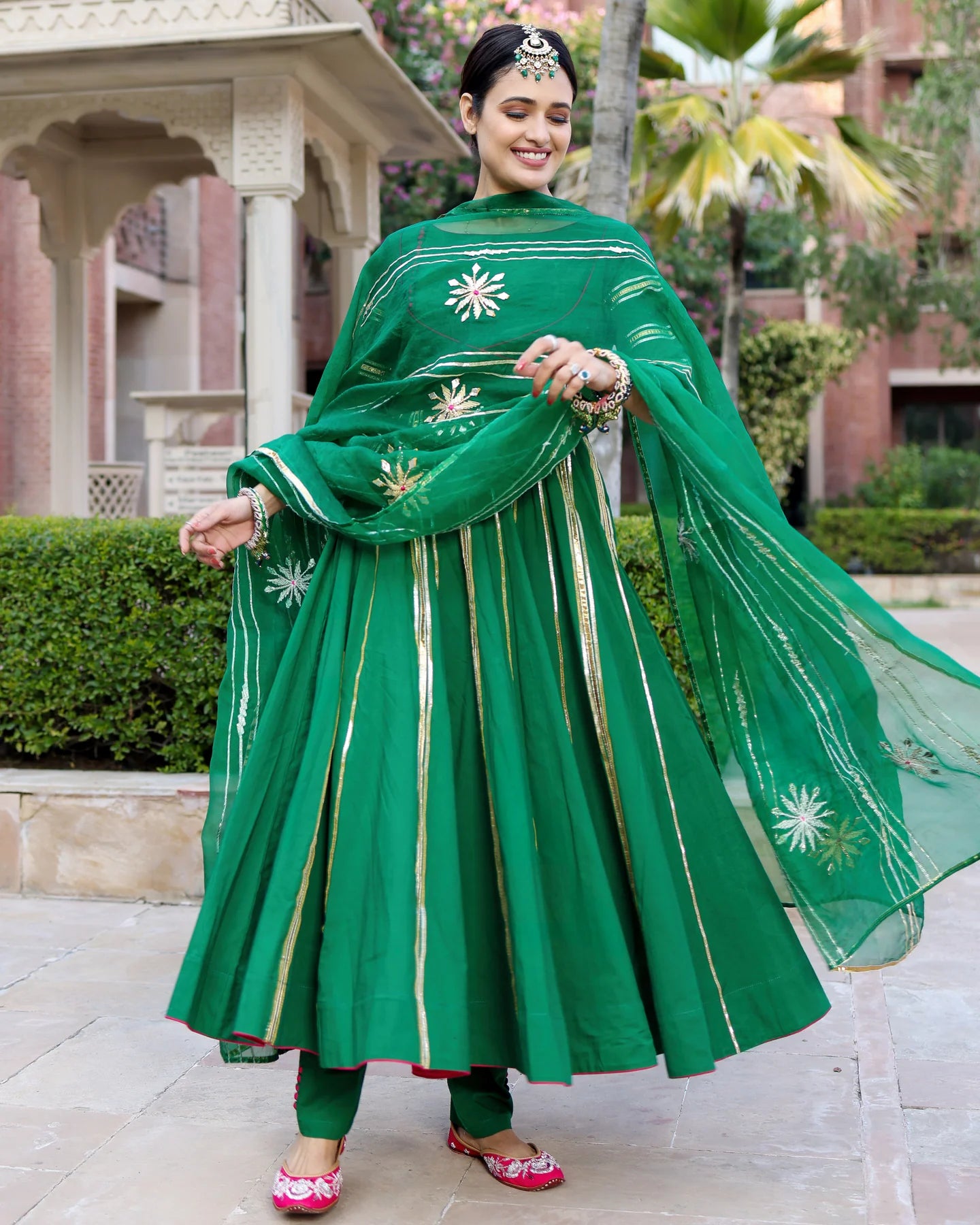 Vasudha Green Cotton Gota Patti Suit Set