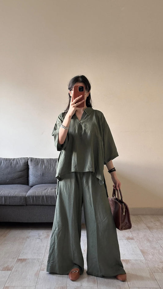 Olive Whisper – Cotton Slub Co-ord Set