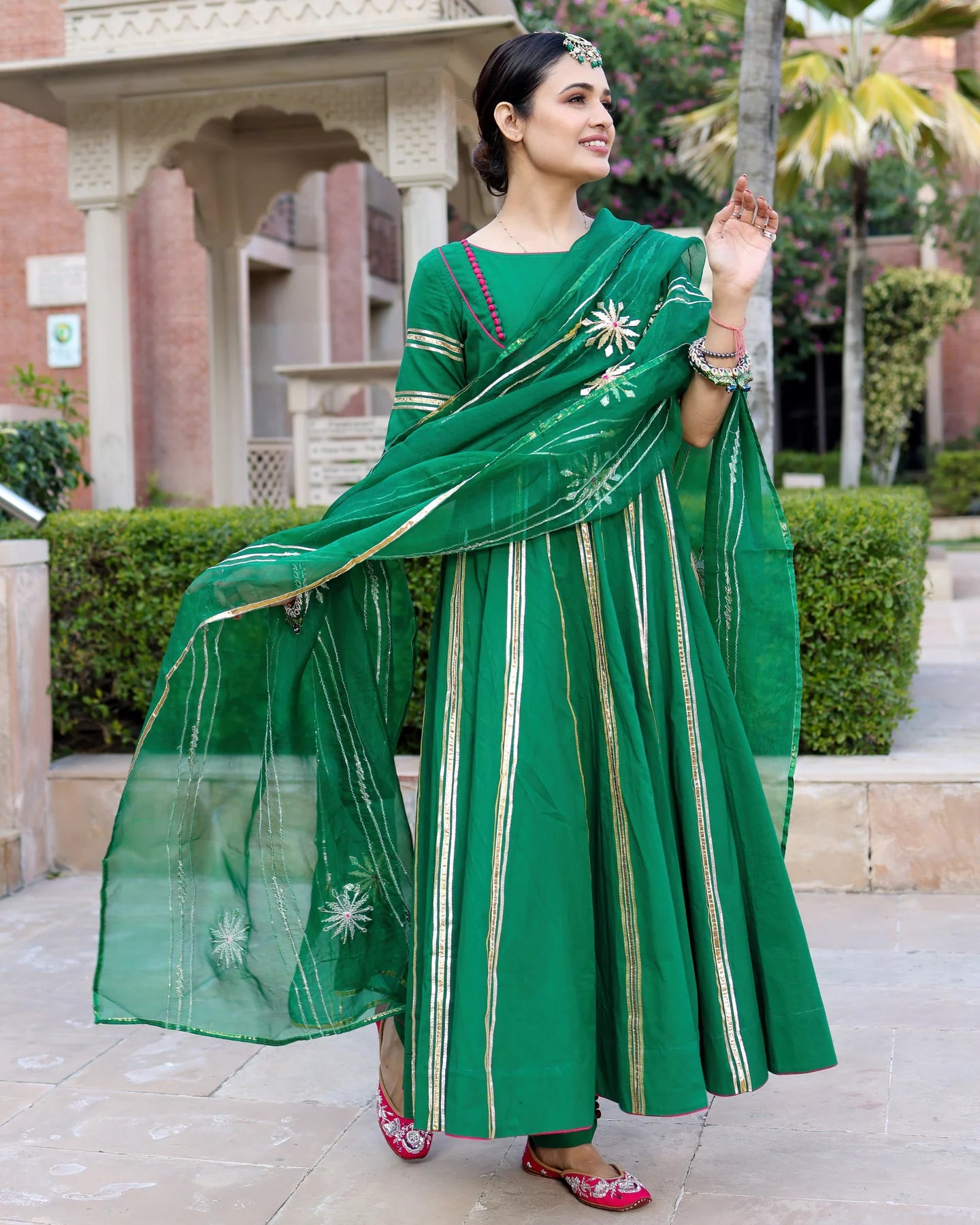Vasudha Green Cotton Gota Patti Suit Set