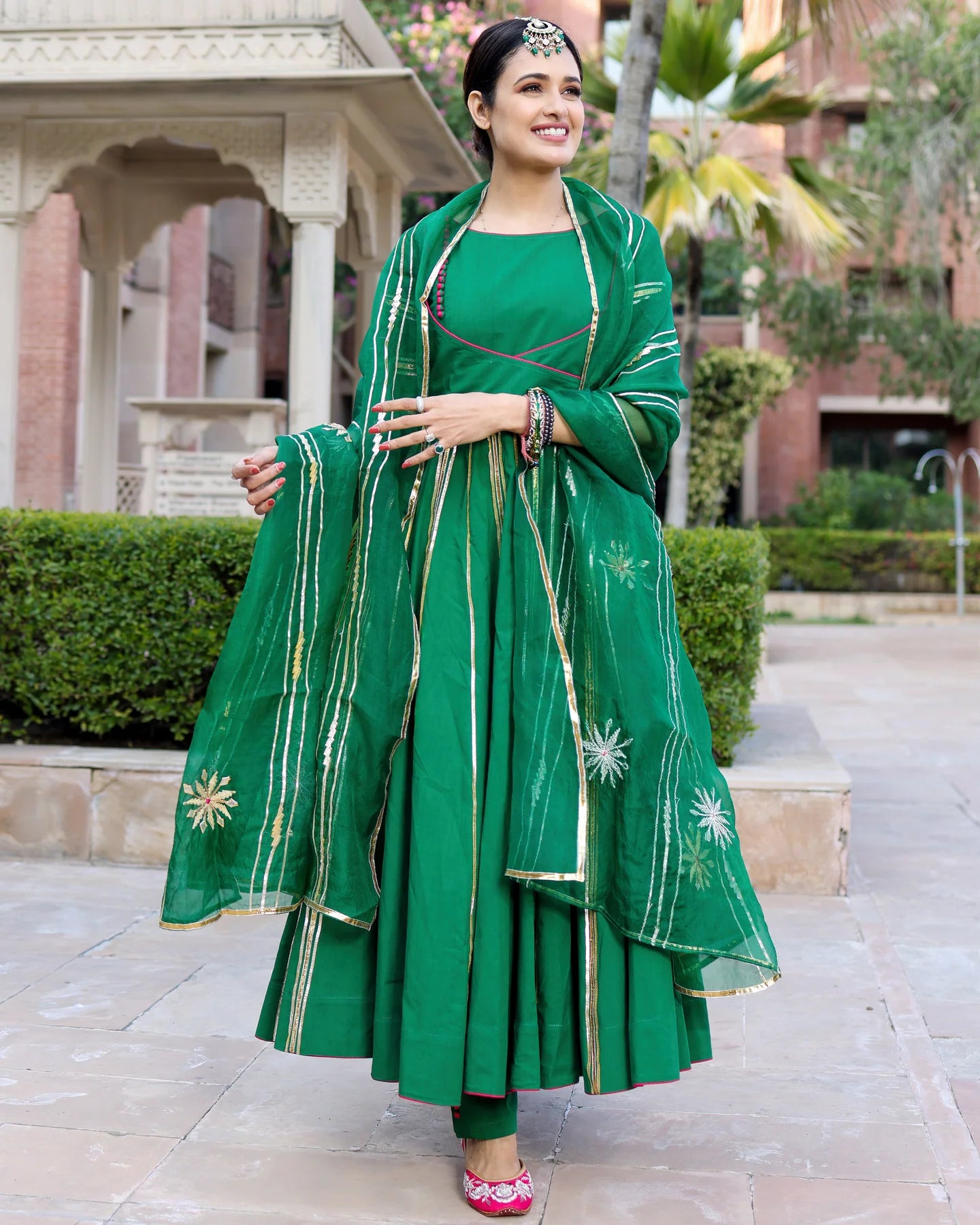 Vasudha Green Cotton Gota Patti Suit Set