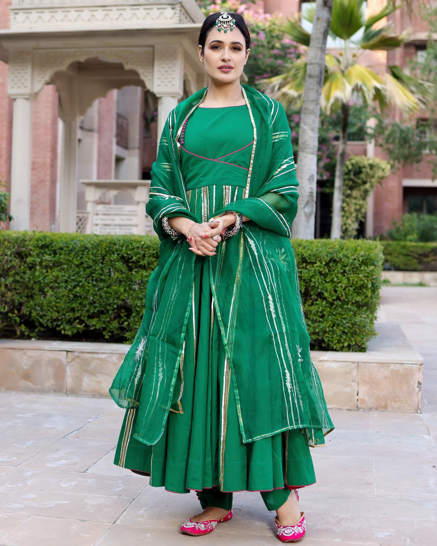 Vasudha Green Cotton Gota Patti Suit Set