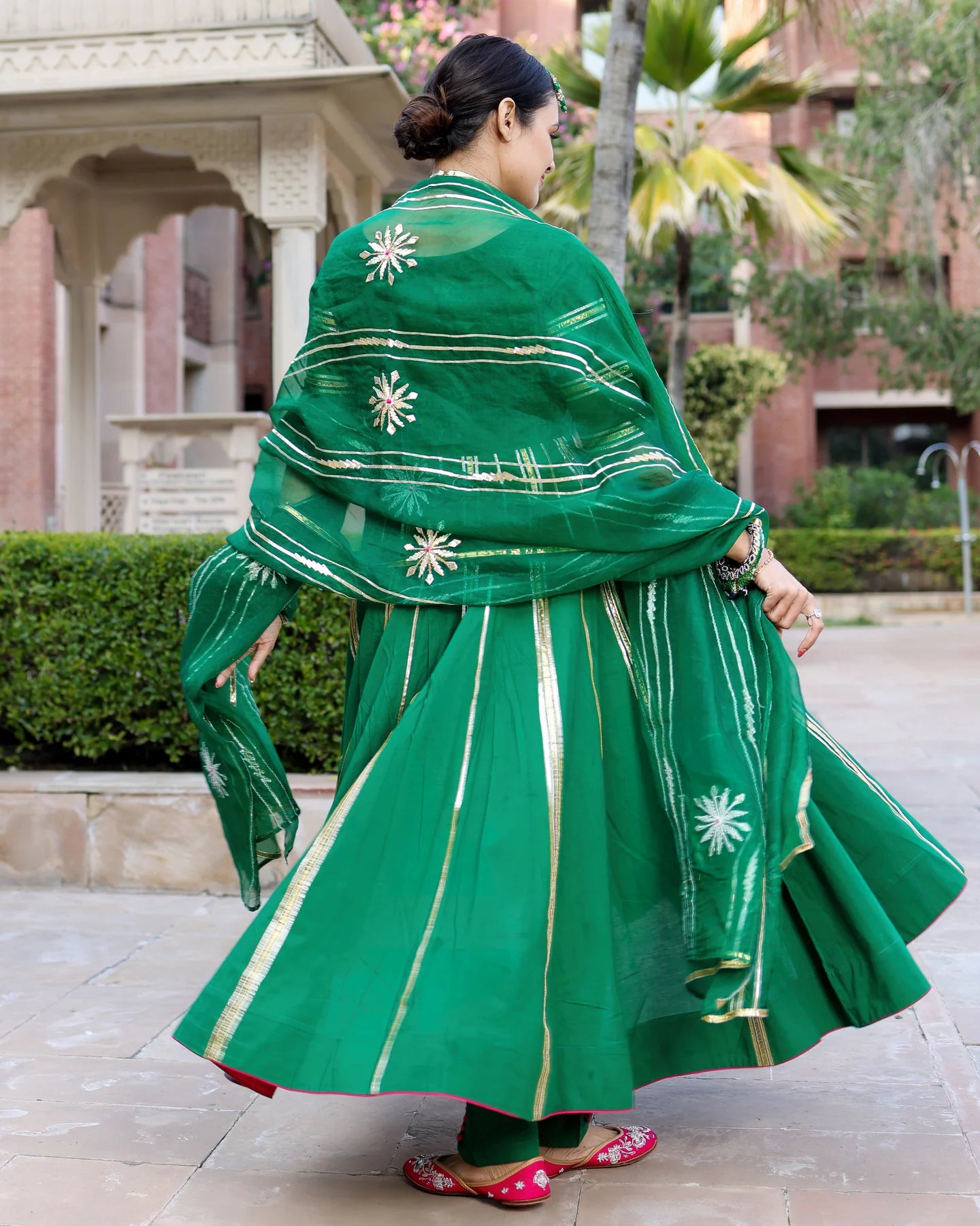 Vasudha Green Cotton Gota Patti Suit Set