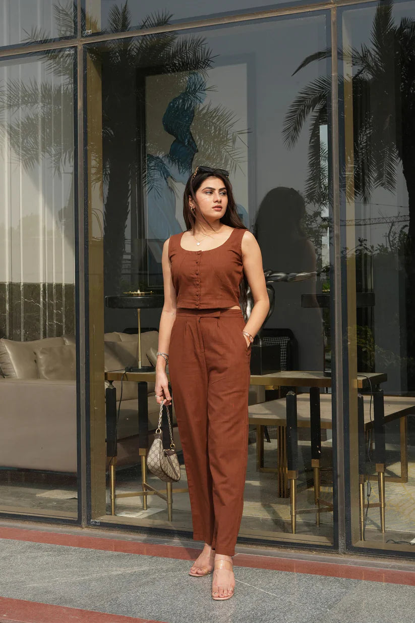 "Dia" - Relaxed Cotton Slub Shirt & Wide Pants Co-ord Set