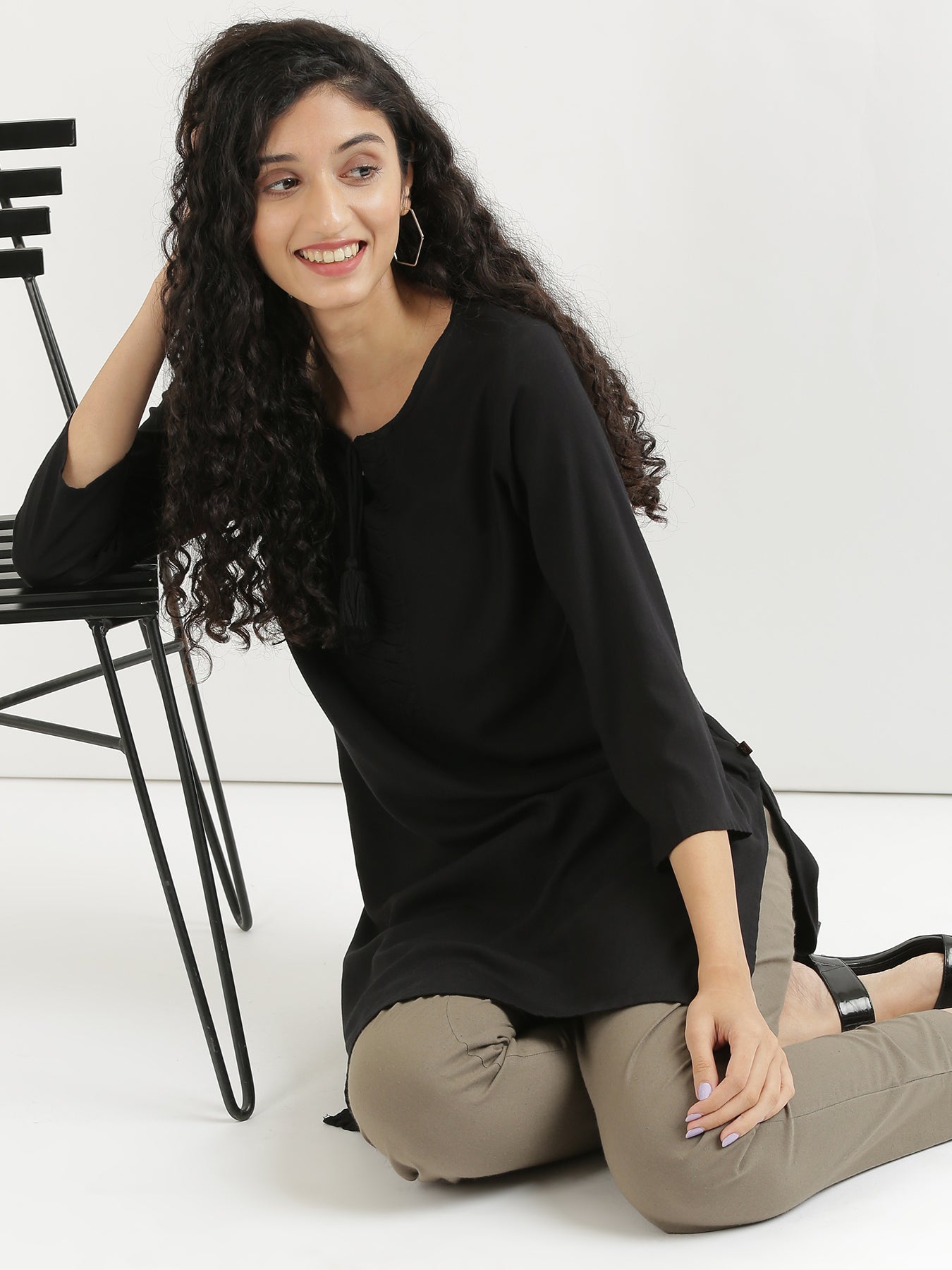 Vedora Flex: Grey Cotton Pants with Elastic Waistband