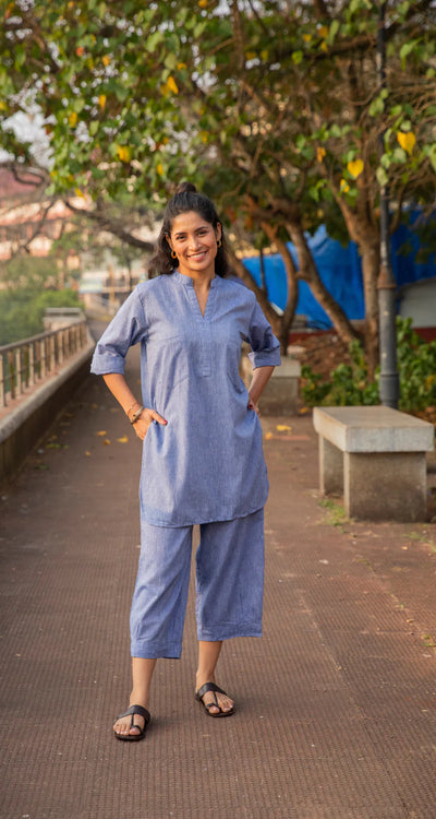 Cotton Kurta Set for Women Relaxed Fit Kurta and Pant Set