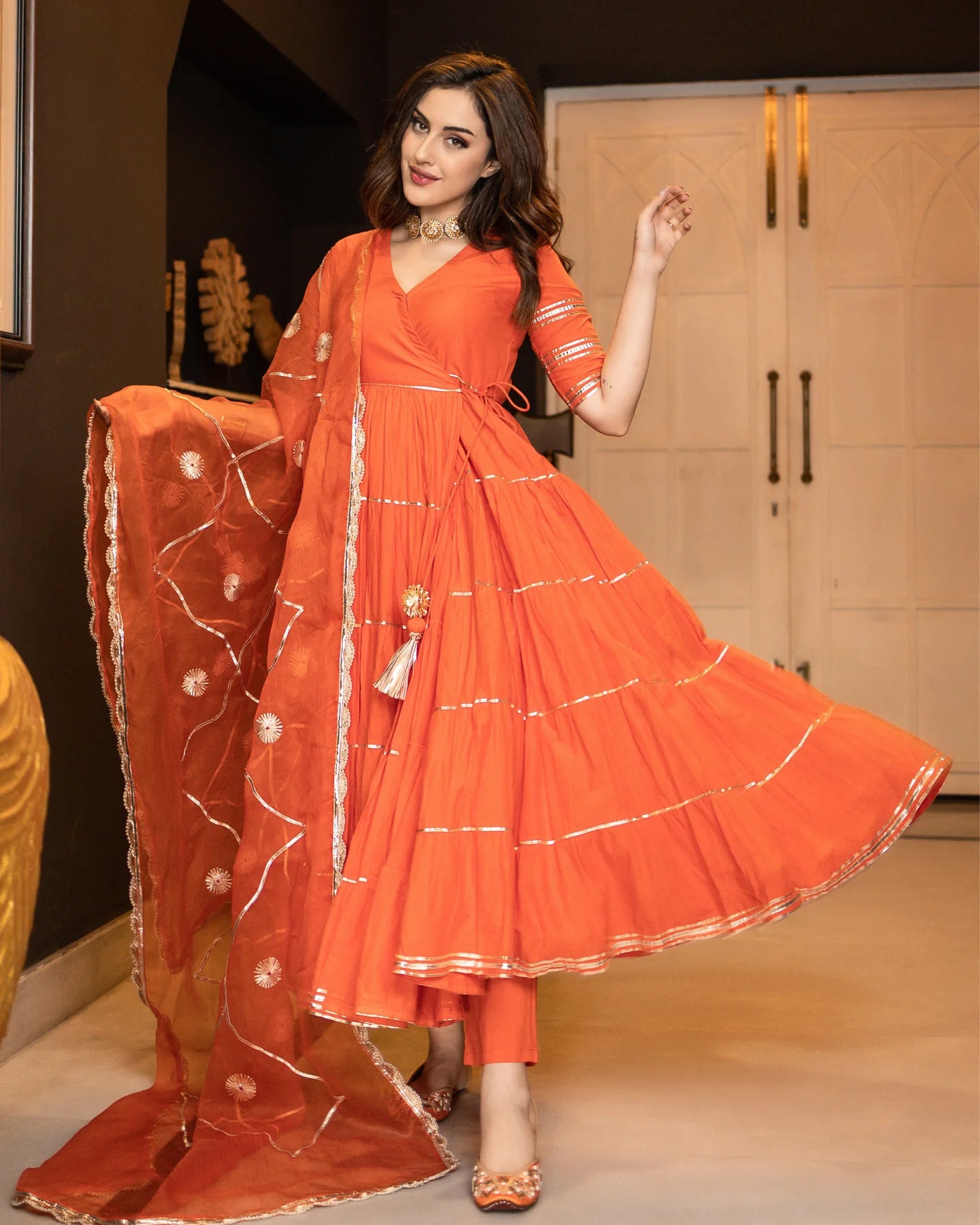 Radiant Gotapatti Tiered Suit Set
