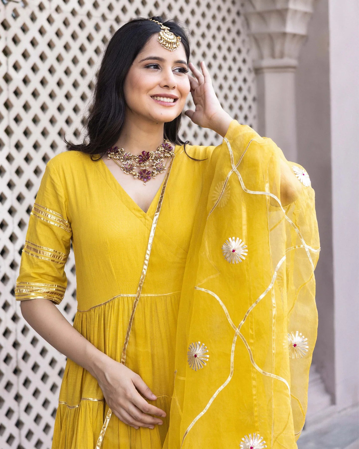 Radiant Gotapatti Tiered Suit Set