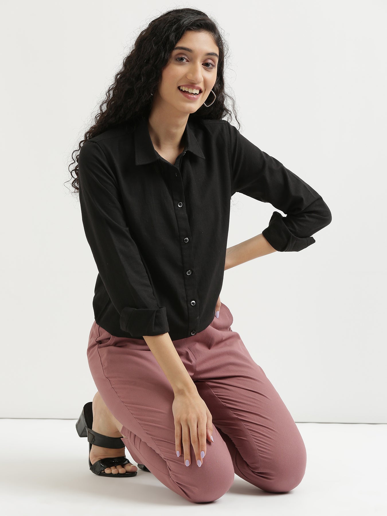 Vedora Elegance: Rose Taupe Cotton Pants for Subtle Sophistication