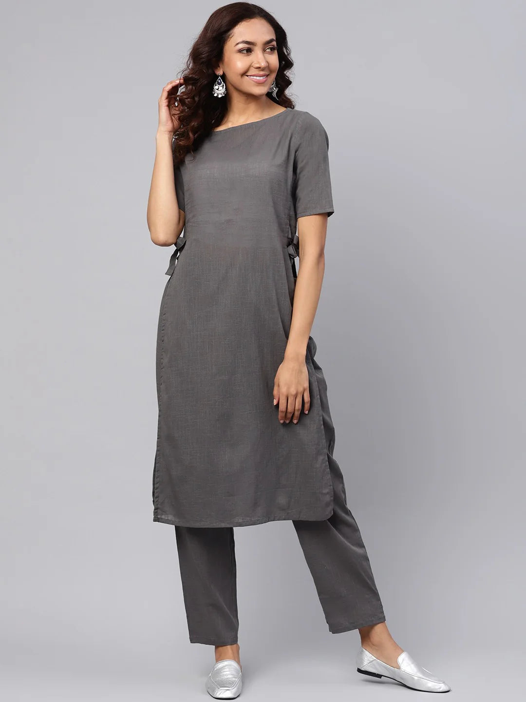 "Adira" - Elegant Cotton Flex Straight Kurta & Pants Set