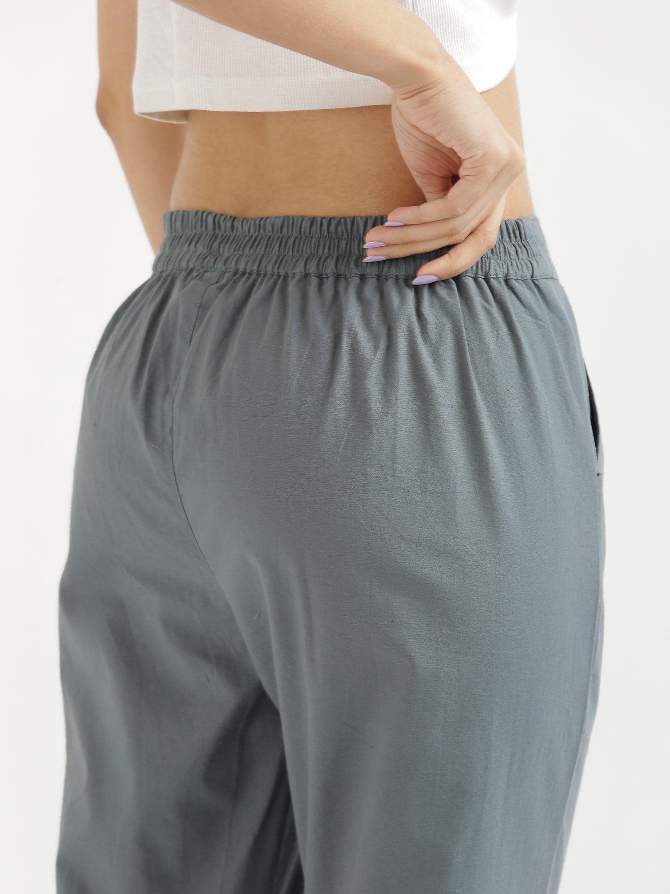 Vedora Classic: Cement Grey Cotton Pants for Streamlined Style