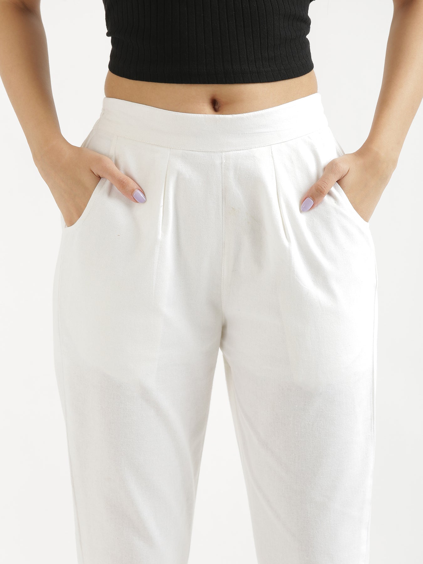 Vedora Classic: White Cotton Pants for Universal Appeal