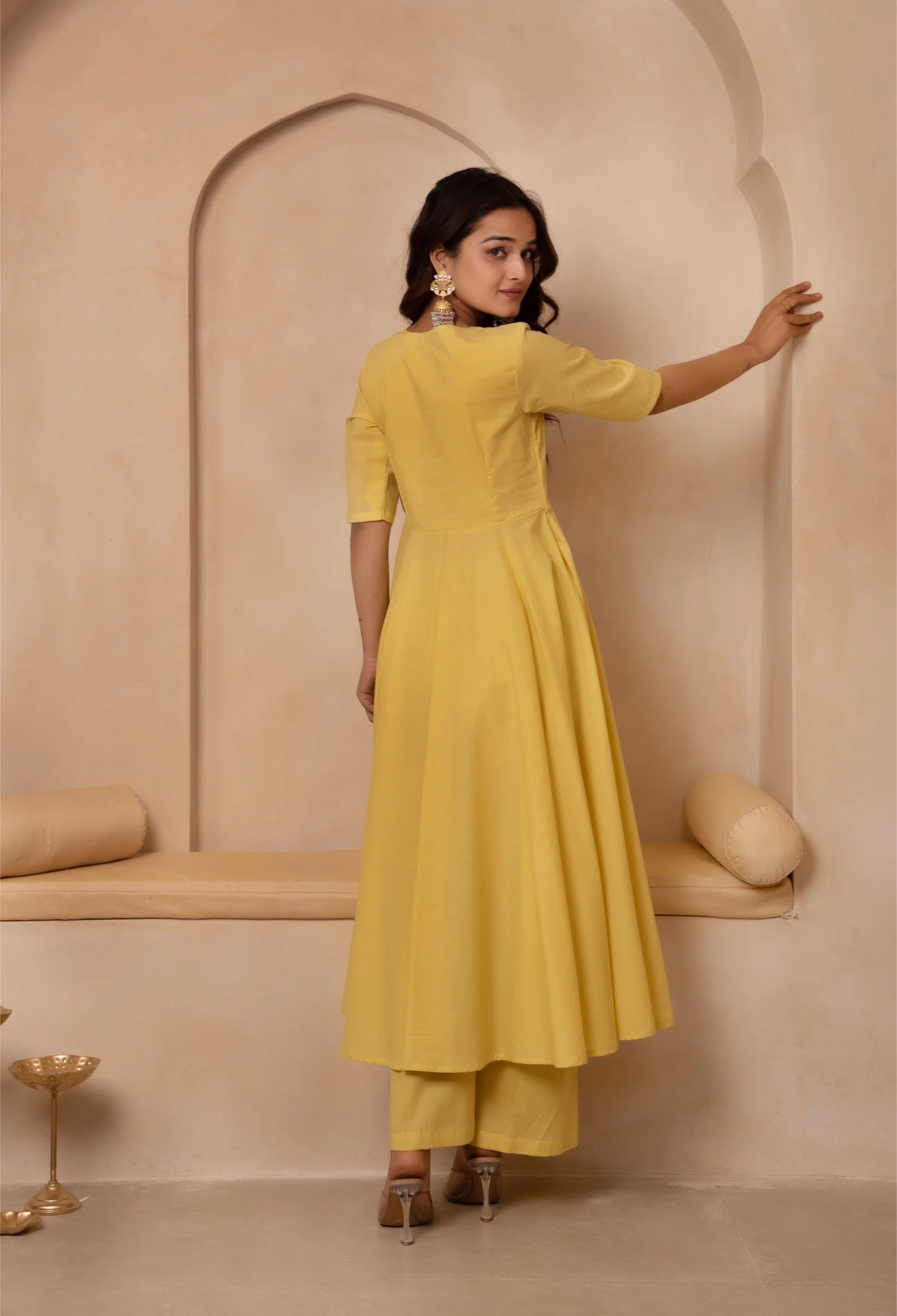 Angrakha Aura – Cotton Suit Set with Elegant Lace Detailing