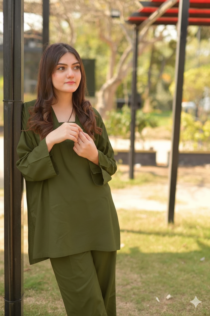 "Aura" - Solid Cotton Kurta & Pant Co-ord Set