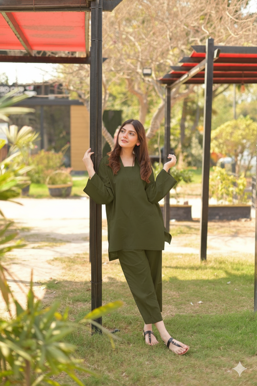 "Aura" - Solid Cotton Kurta & Pant Co-ord Set
