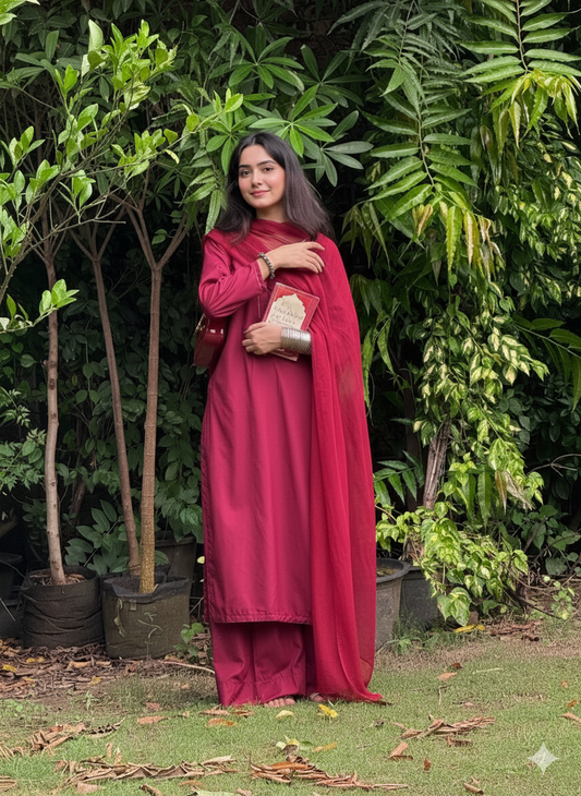 Garnet Glow – Kurta Palazzo Set by Vedora
