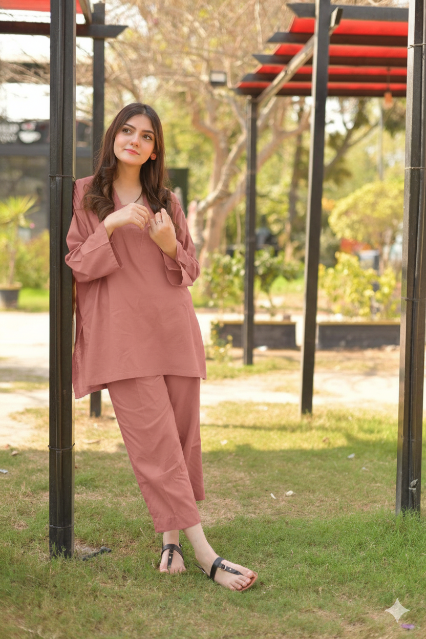 "Aura" - Solid Cotton Kurta & Pant Co-ord Set