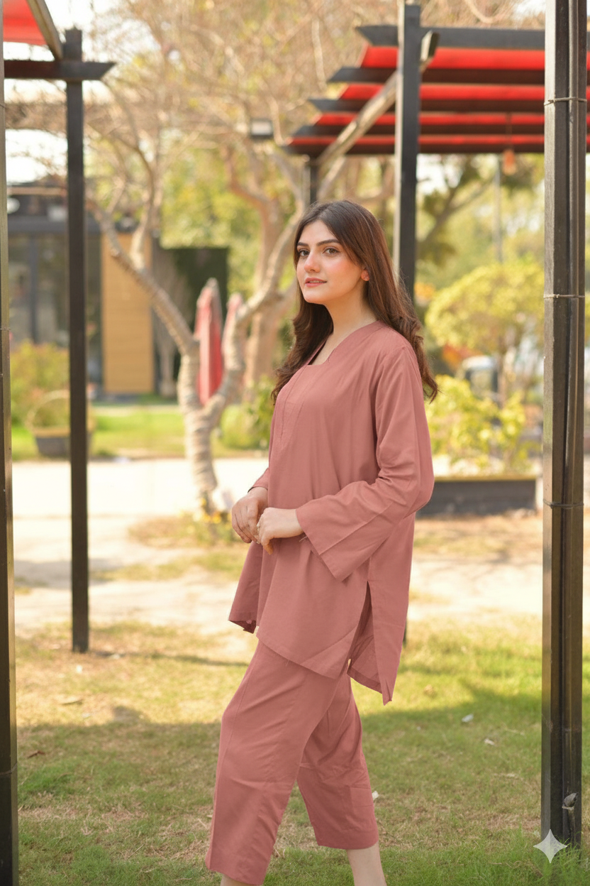"Aura" - Solid Cotton Kurta & Pant Co-ord Set