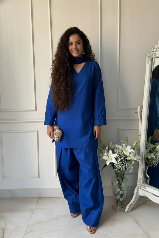 "Aara" - Solid Cotton Farshi Salwar Suit Set