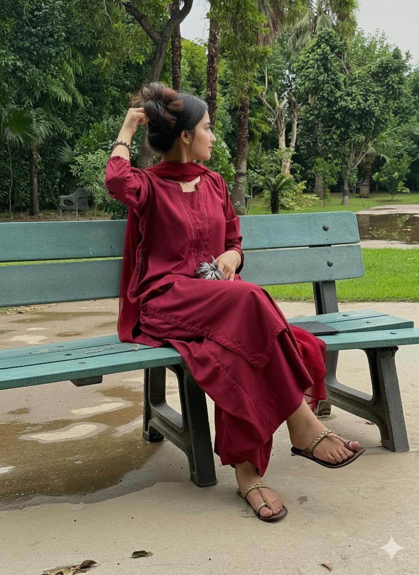Garnet Glow – Kurta Palazzo Set by Vedora