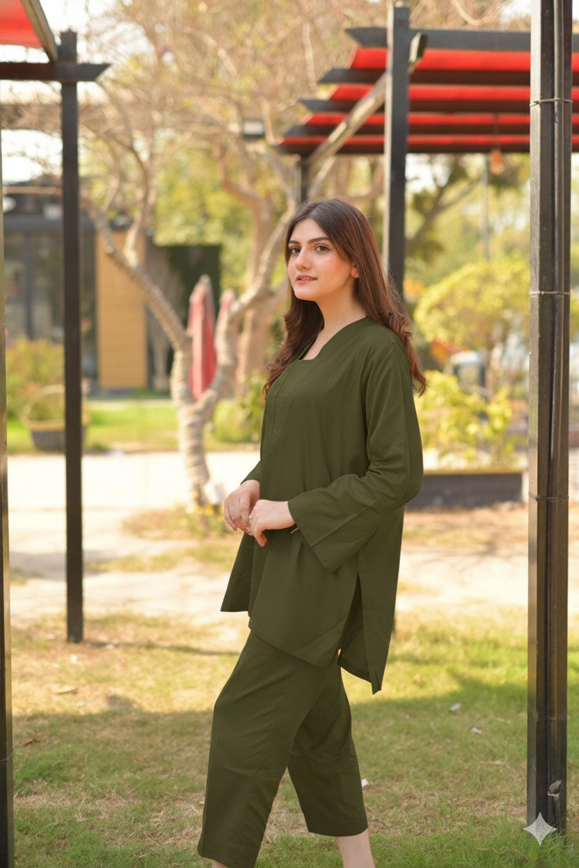 "Aura" - Solid Cotton Kurta & Pant Co-ord Set