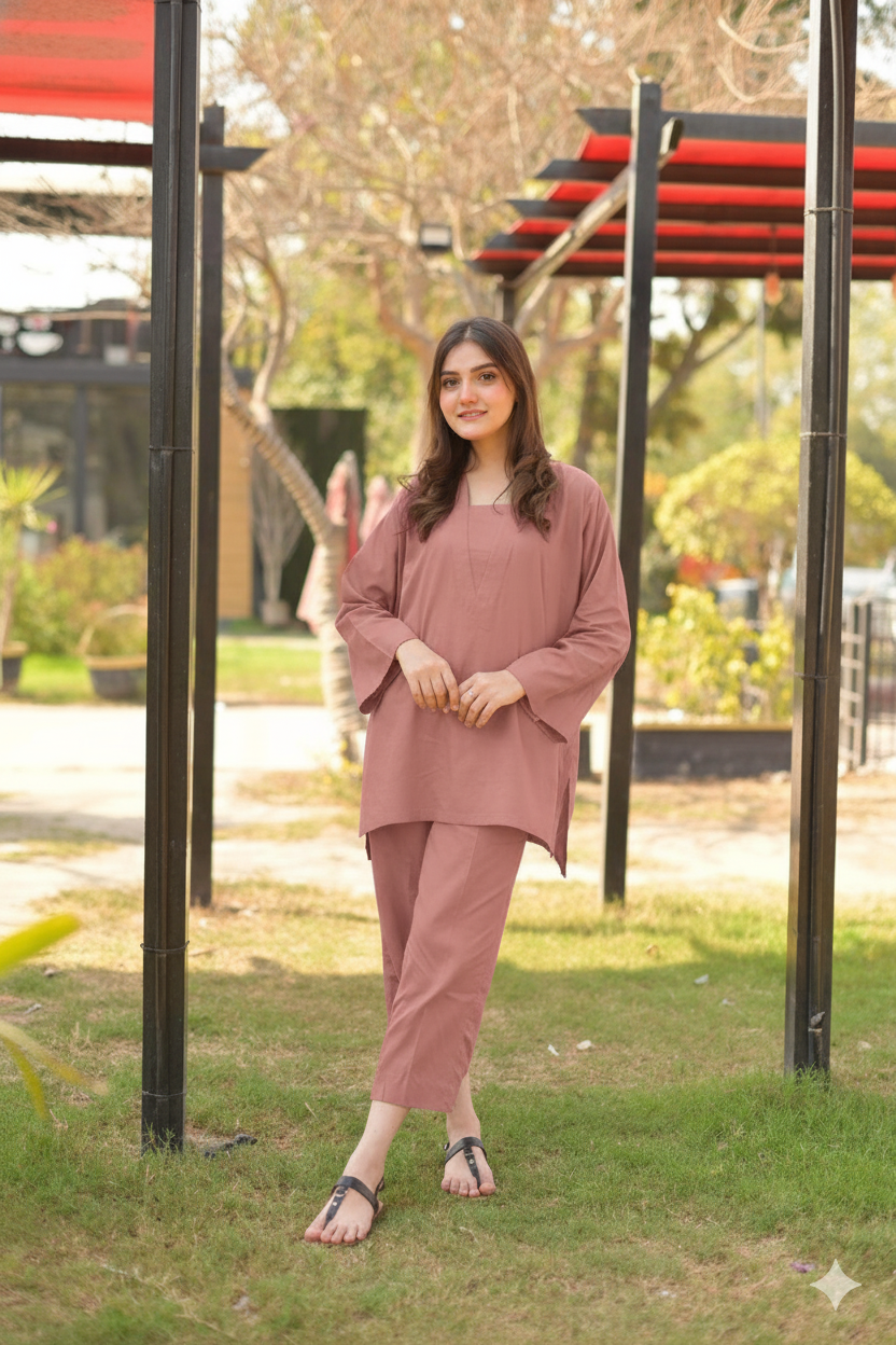 "Aura" - Solid Cotton Kurta & Pant Co-ord Set