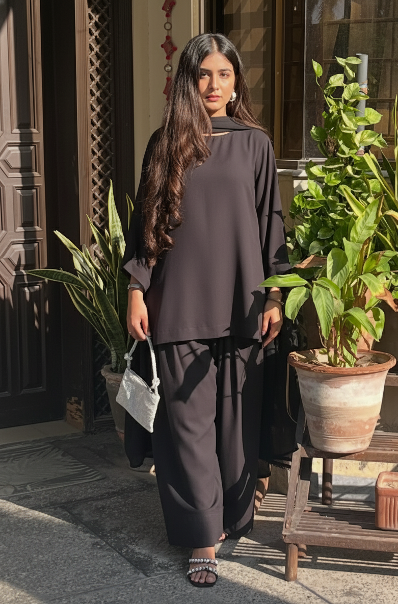 Vedora 'Amina' Breathable Black Farshi Salwar Set