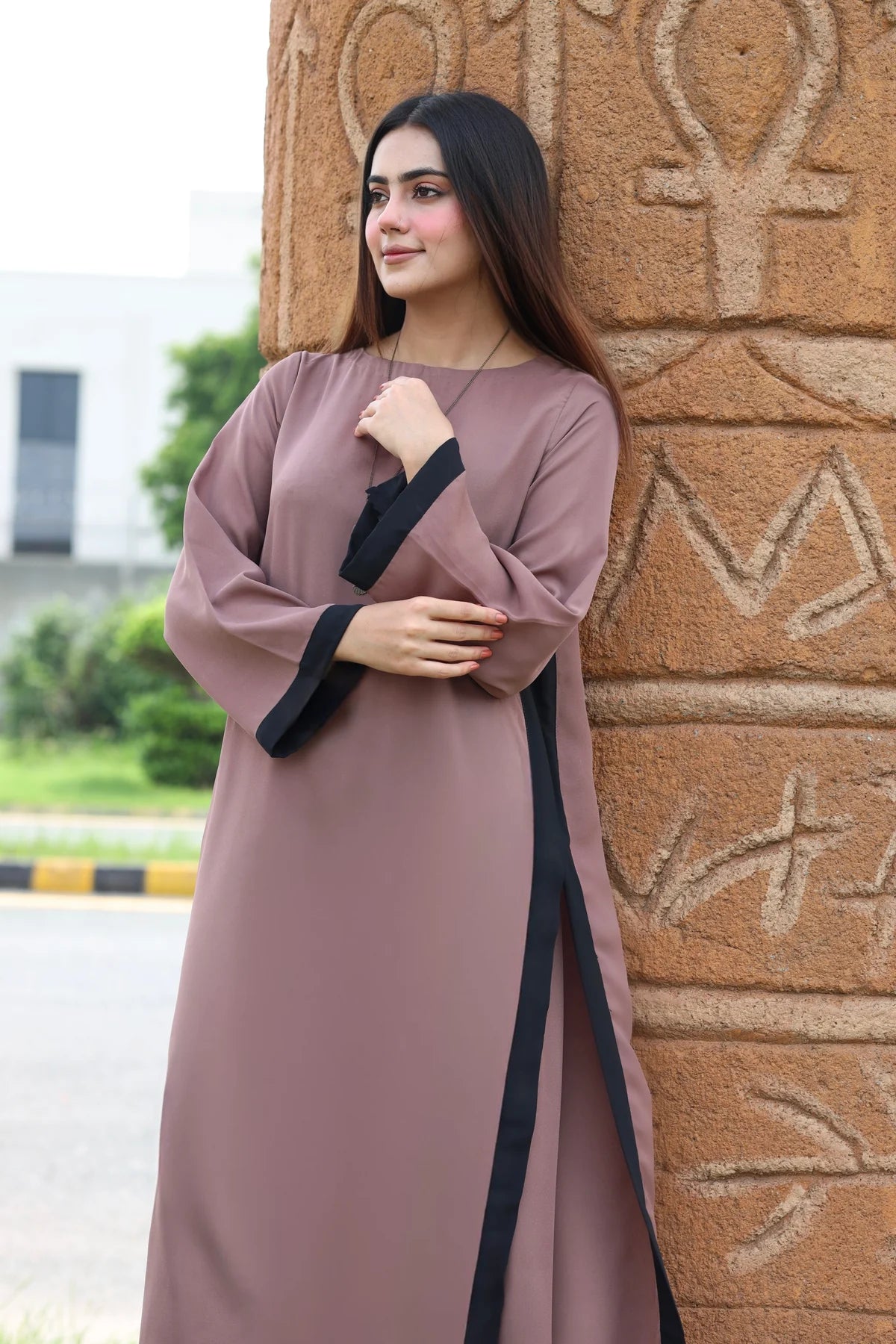 Mauve Stripped Kurta Set