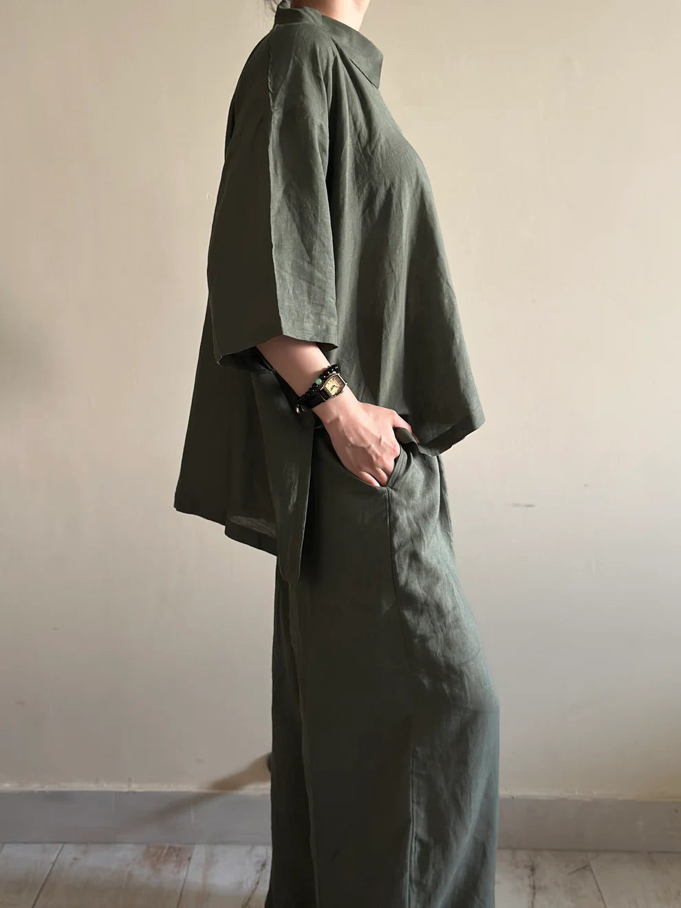 Olive Whisper – Cotton Slub Co-ord Set