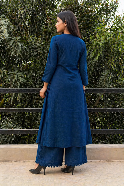 Noira Cotton Kurta Set for Women A-Line Kurta with Wide Pants