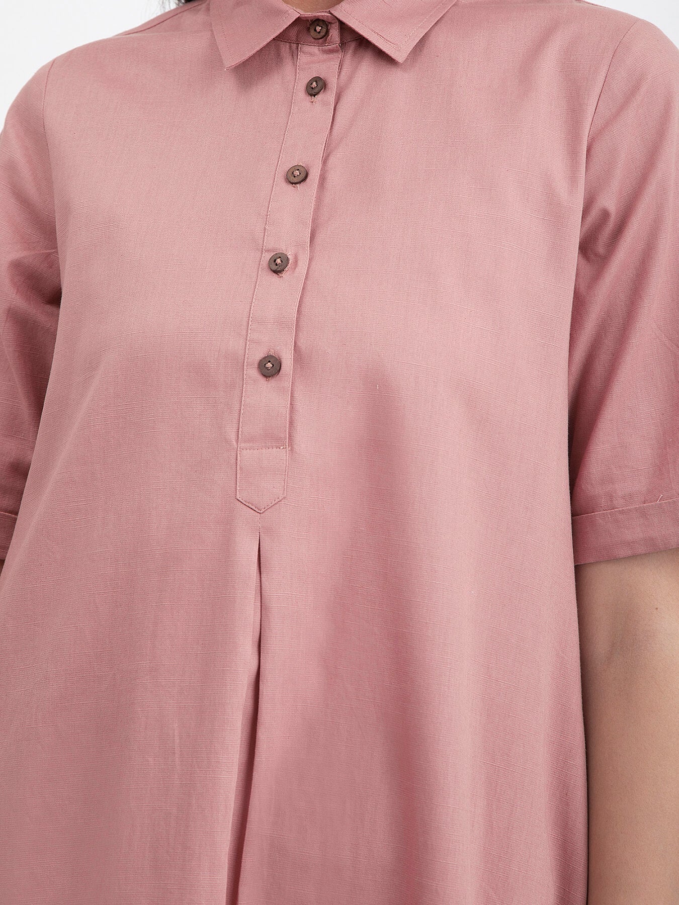 Muted Bloom – Blush & Beige Colourblock Cotton Kurta Set