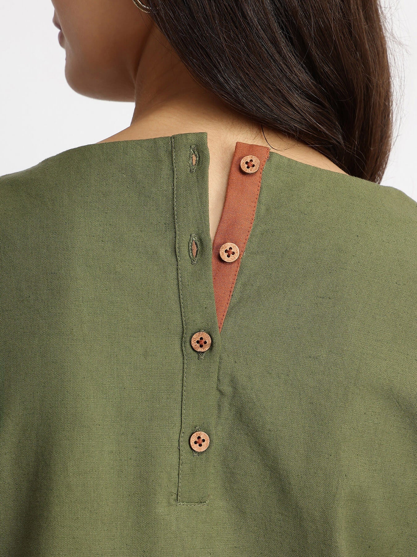 Olive Calm – Linen Blend Solid Kurta Set