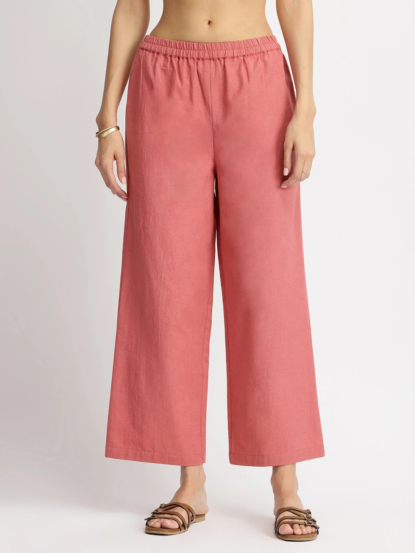 Pink Linen Blend Colourblock Kurta Set – Grace Meets Everyday Ease