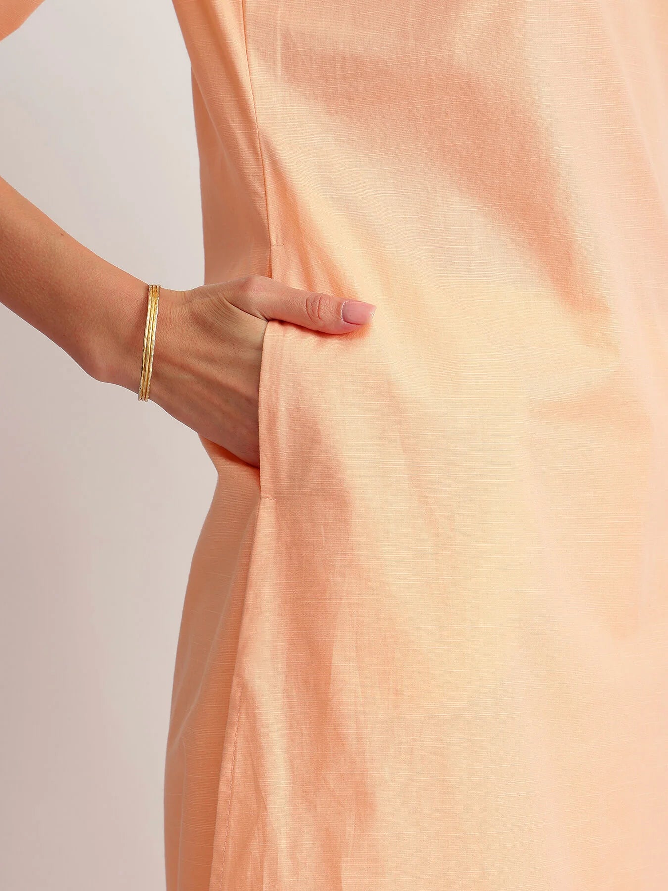Peach Poise – Luxe-Textured Cotton Kurta Set